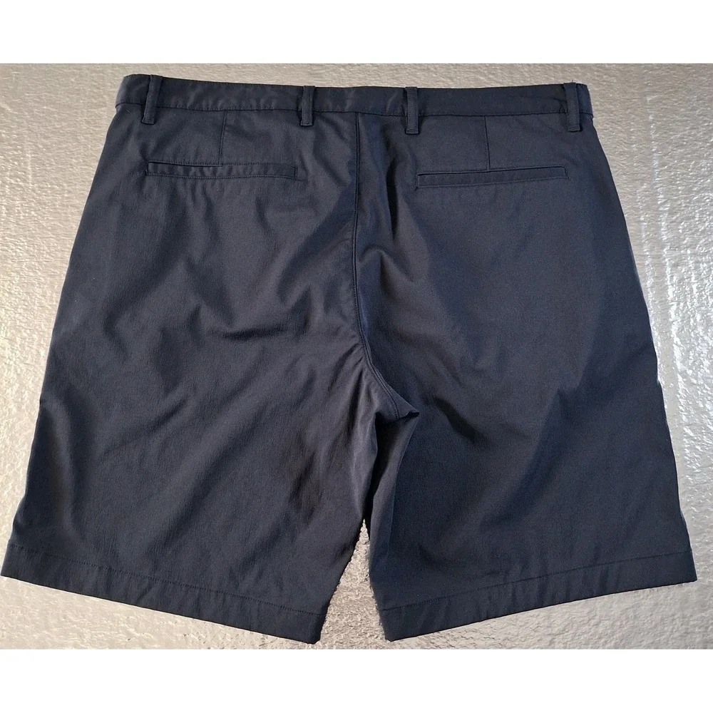 Theory Zaine Shorts Mens 36 Navy Blue Performance Chino Flat Front Casual Summer